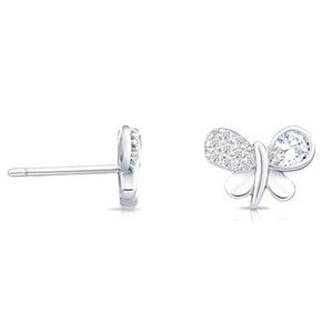 Butterfly Sterling Silver & Rhodium Stud Earring